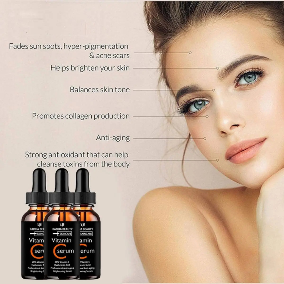 Vitamin C serum Face Serum Long Lasting Moisturizing Improve Roughness Lighten Spots Hyaluronic Acid Facial face lift Essence