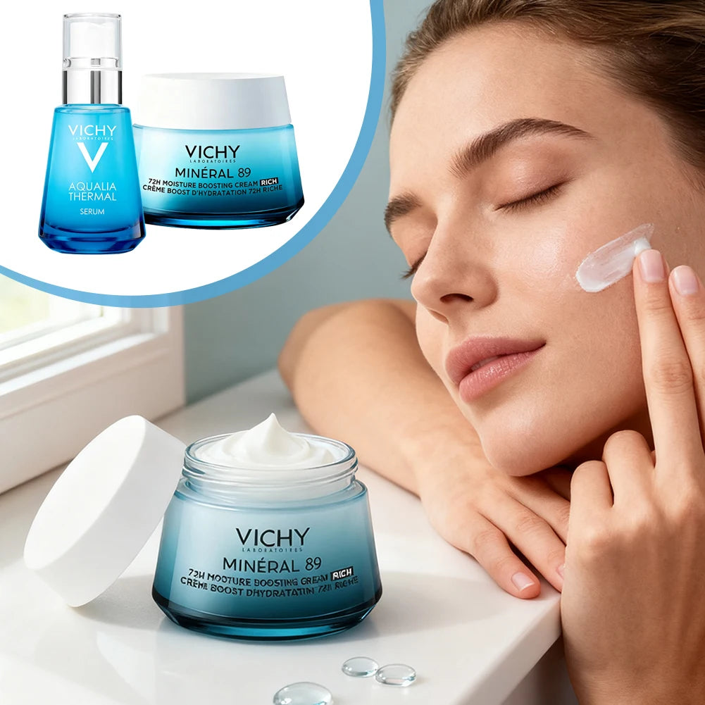 Vichy Moisturizing & Empowering Muscle Activity Skin Care Product Set Rich in Probiotic Ingredients Essence Liquid Face Cream
