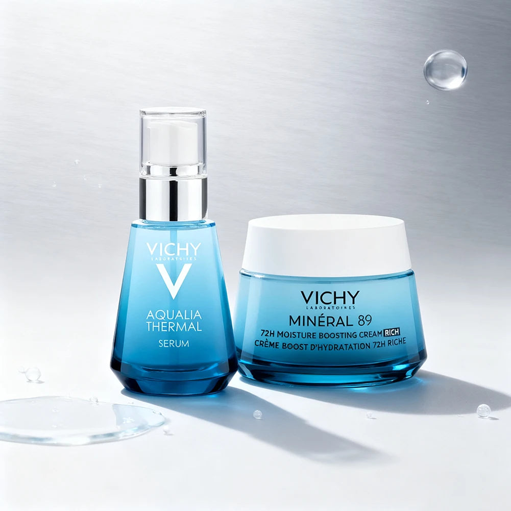 Vichy Moisturizing & Empowering Muscle Activity Skin Care Product Set Rich in Probiotic Ingredients Essence Liquid Face Cream