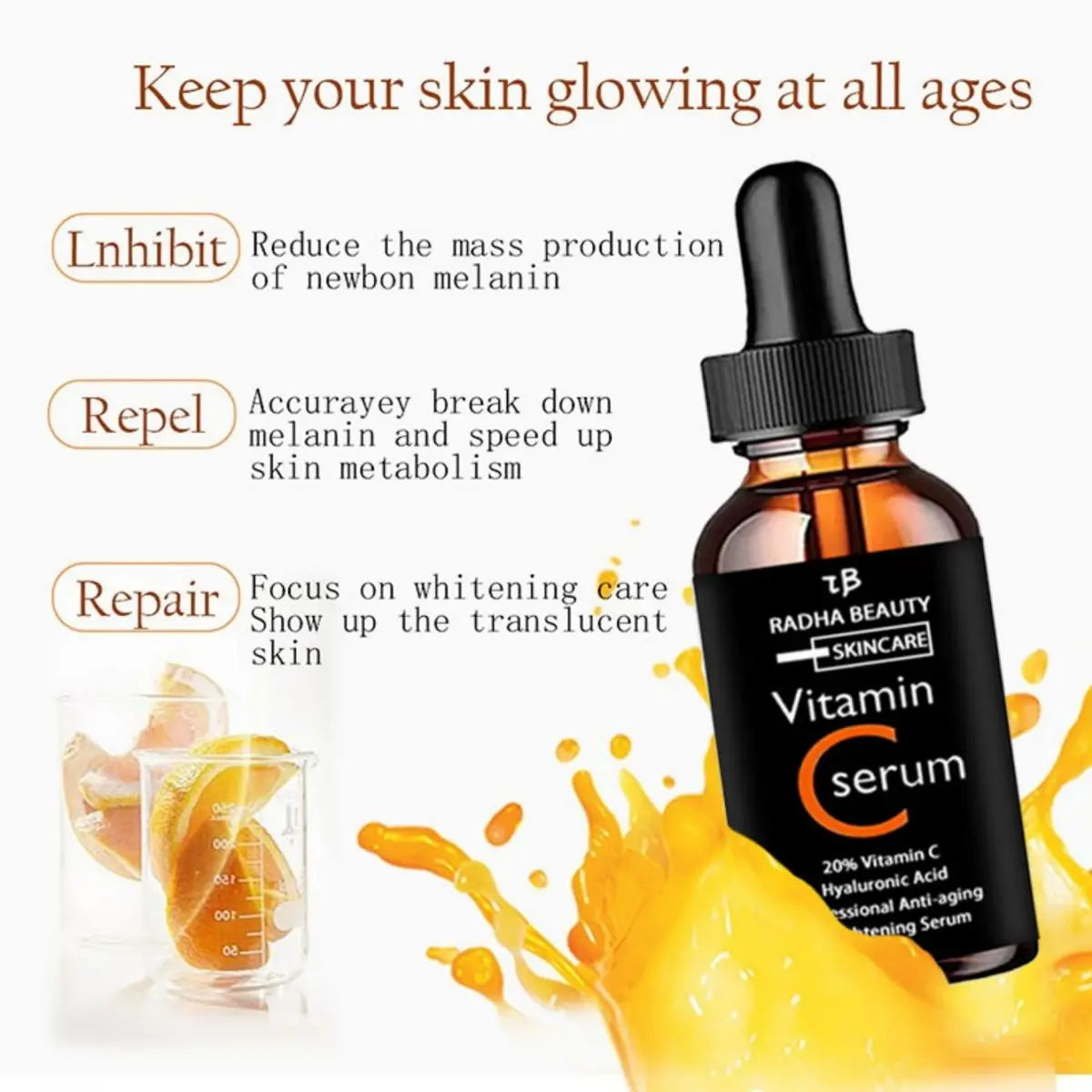 Vitamin C serum Face Serum Long Lasting Moisturizing Improve Roughness Lighten Spots Hyaluronic Acid Facial face lift Essence