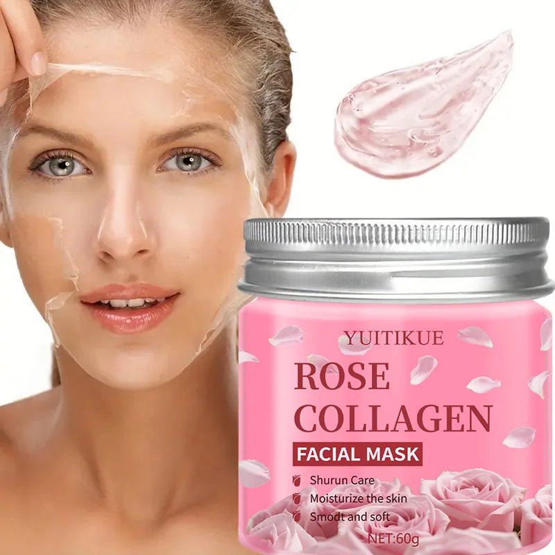 YUITIKUE Rose Collagen Facial Mask 60g - Night Care, Moisturize & Smooth Skin, Shurun Care Formula for Soft Skin - TouchGuard