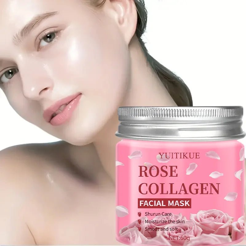 YUITIKUE Rose Collagen Facial Mask 60g - Night Care, Moisturize & Smooth Skin, Shurun Care Formula for Soft Skin - TouchGuard