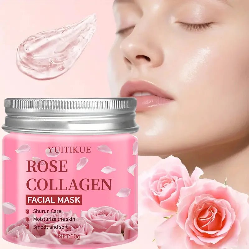 YUITIKUE Rose Collagen Facial Mask 60g - Night Care, Moisturize & Smooth Skin, Shurun Care Formula for Soft Skin - TouchGuard