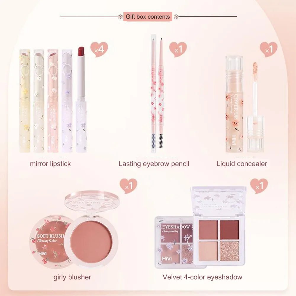 8 - Piece Beauty Set with Lipstick, Concealer, Eyeshadow, Eyebrow, and Blush Makeup - TouchGuard