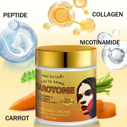 Face Cream, Rich in Beta-Carotene, Brightening and Antioxidant, Deeply Moisturizing and Hydrating with Collagen, Lightweight and Non-Greasy Texture, Suitable for Sensitive Skin