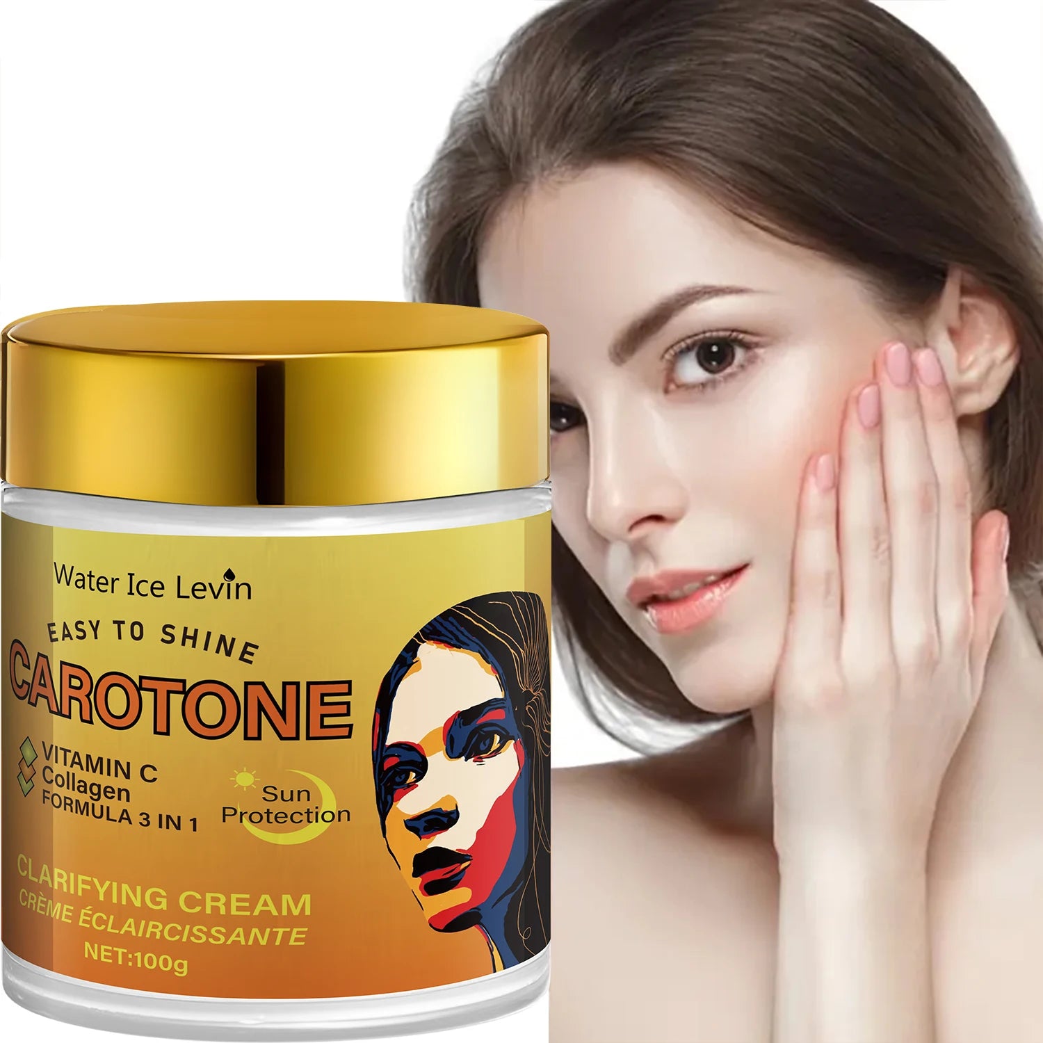 Face Cream, Rich in Beta-Carotene, Brightening and Antioxidant, Deeply Moisturizing and Hydrating with Collagen, Lightweight and Non-Greasy Texture, Suitable for Sensitive Skin