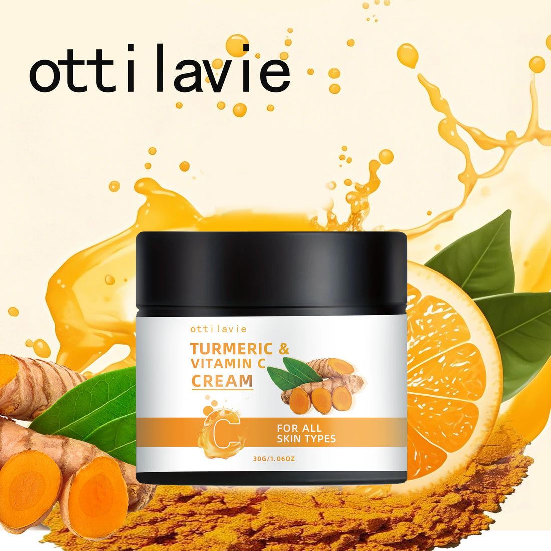 Turmeric &amp; Vitamin C Cream -Lightweight Nourishment for Face&amp; Neck, Fast-Absorbing HydrationAll Skin Types