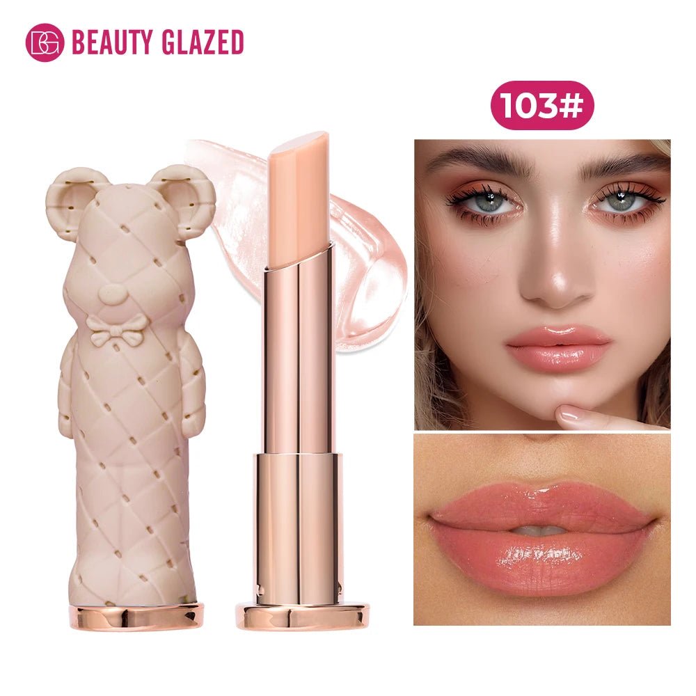 Beauty Glazed Bear Moisturizing Lipstick,Colored Lip Balm,Nourishing Lip stick,Easy To Color,Watery - TouchGuard