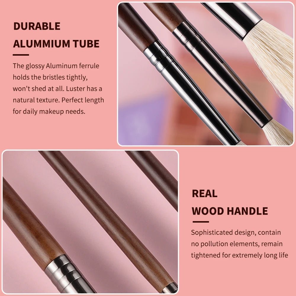 BETHY BEAUTY Smudge Makeup brushes 3PCS Natural Goat Hair Eyeshadow Detail and Highlight Blending Beauty Cosmetic Brushes - TouchGuard