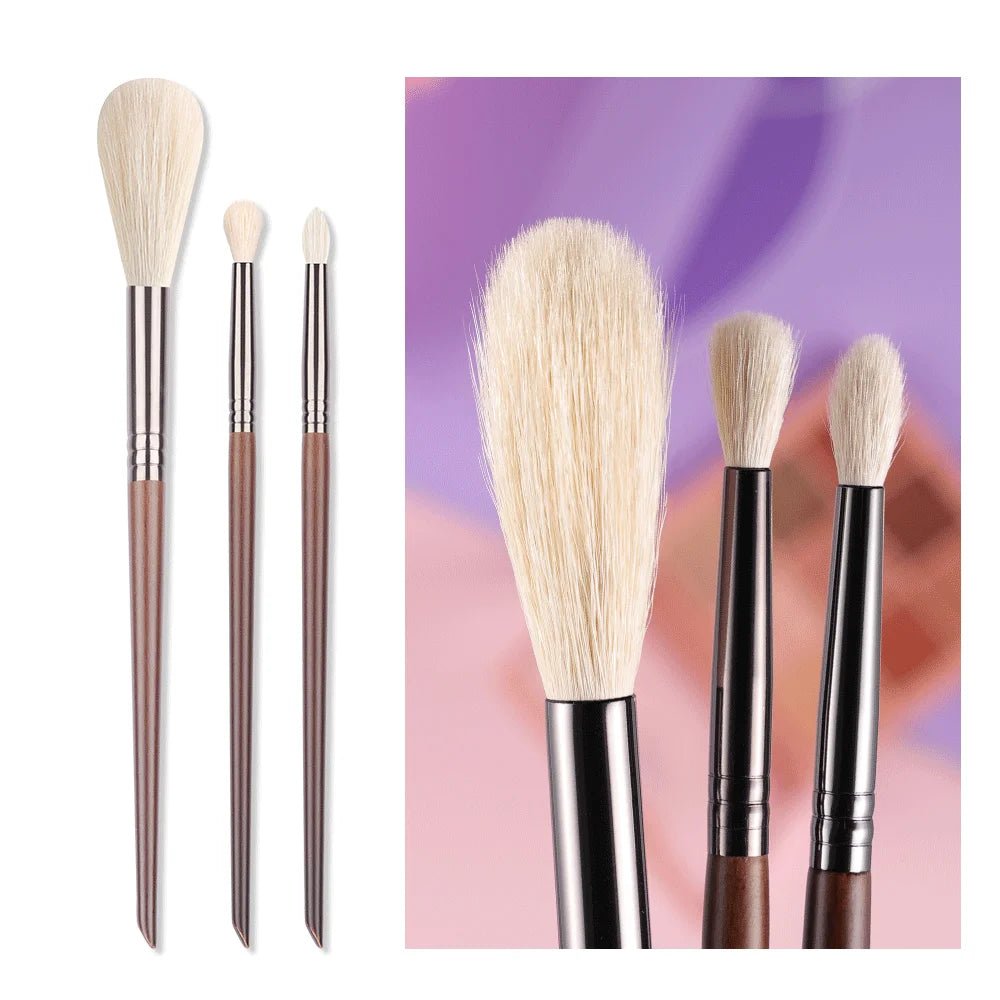 BETHY BEAUTY Smudge Makeup brushes 3PCS Natural Goat Hair Eyeshadow Detail and Highlight Blending Beauty Cosmetic Brushes - TouchGuard