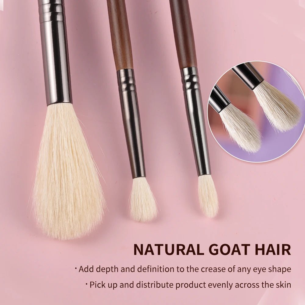BETHY BEAUTY Smudge Makeup brushes 3PCS Natural Goat Hair Eyeshadow Detail and Highlight Blending Beauty Cosmetic Brushes - TouchGuard
